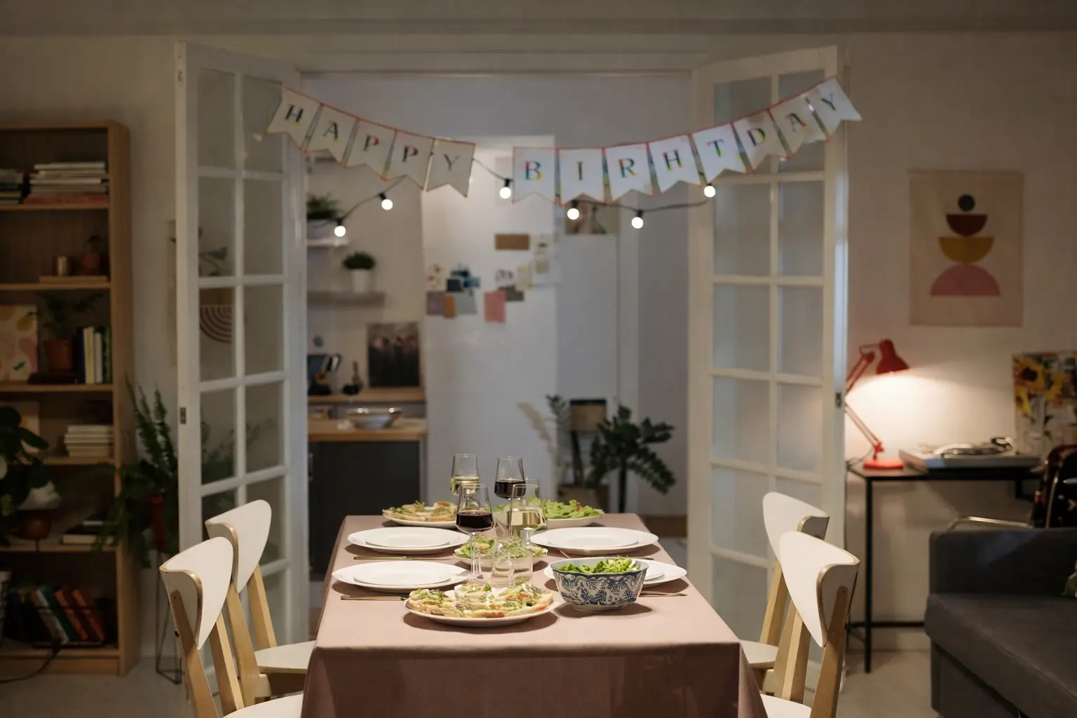 Decorated dining room for a birthday celebration for event organization services in Tirana and Durres